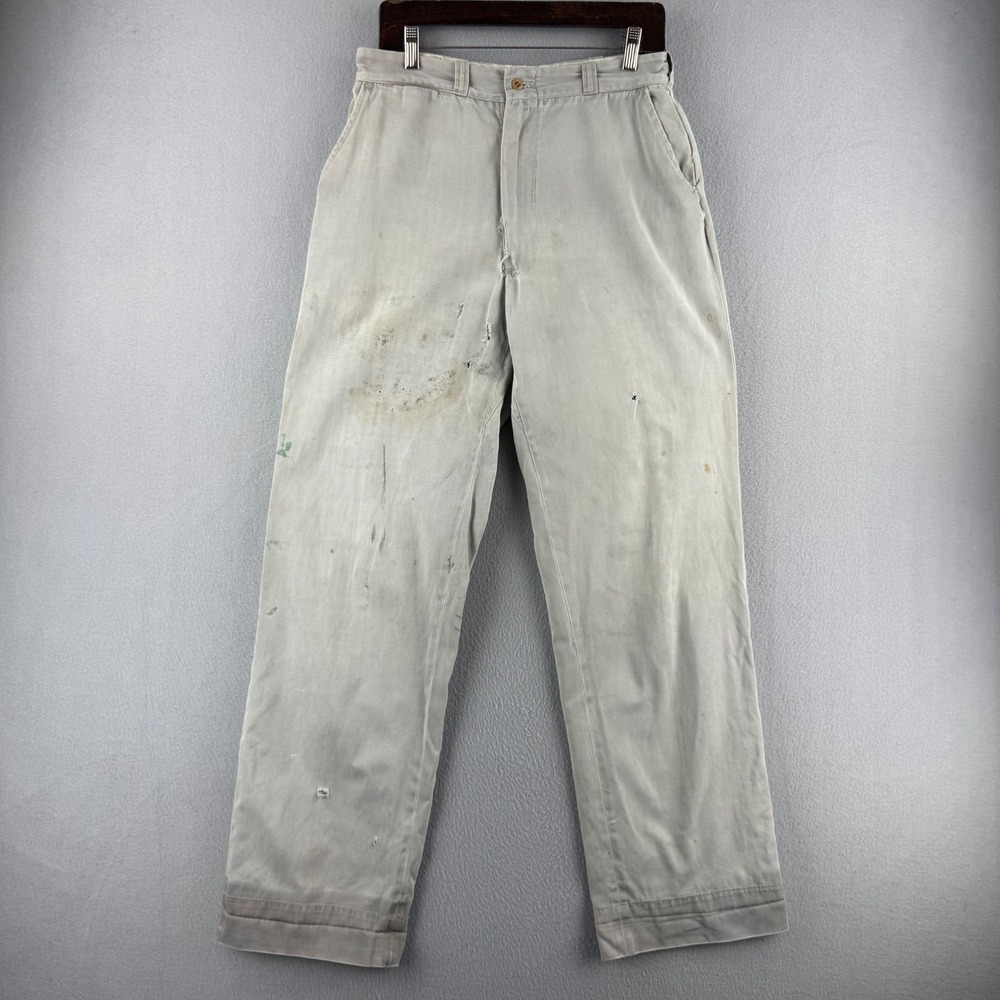 Vintage 50s Penneys Big Mac Pants Mens 30x33 TRASHED Cotton Double Barrel Twill